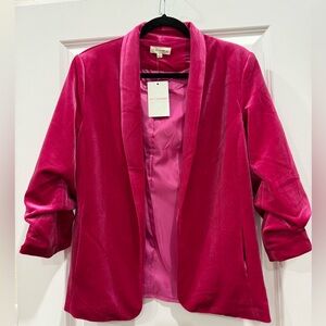 Eesome Fuchsia Velvet Blazer